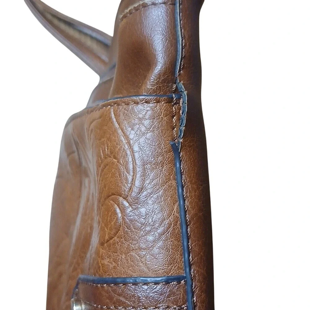 Crossbody‎ Bag Women Small Brown Floral Embossed Faux Leather Western